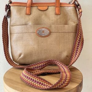 Fossil KeyPer Bag Purse Coated Canvas Brown Orange